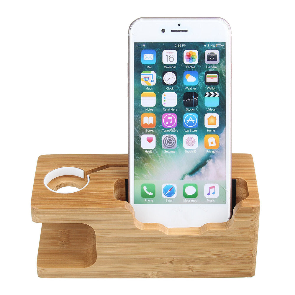 Bamboo Multi Function Charger Dock for Apple Phone Watch Image 2
