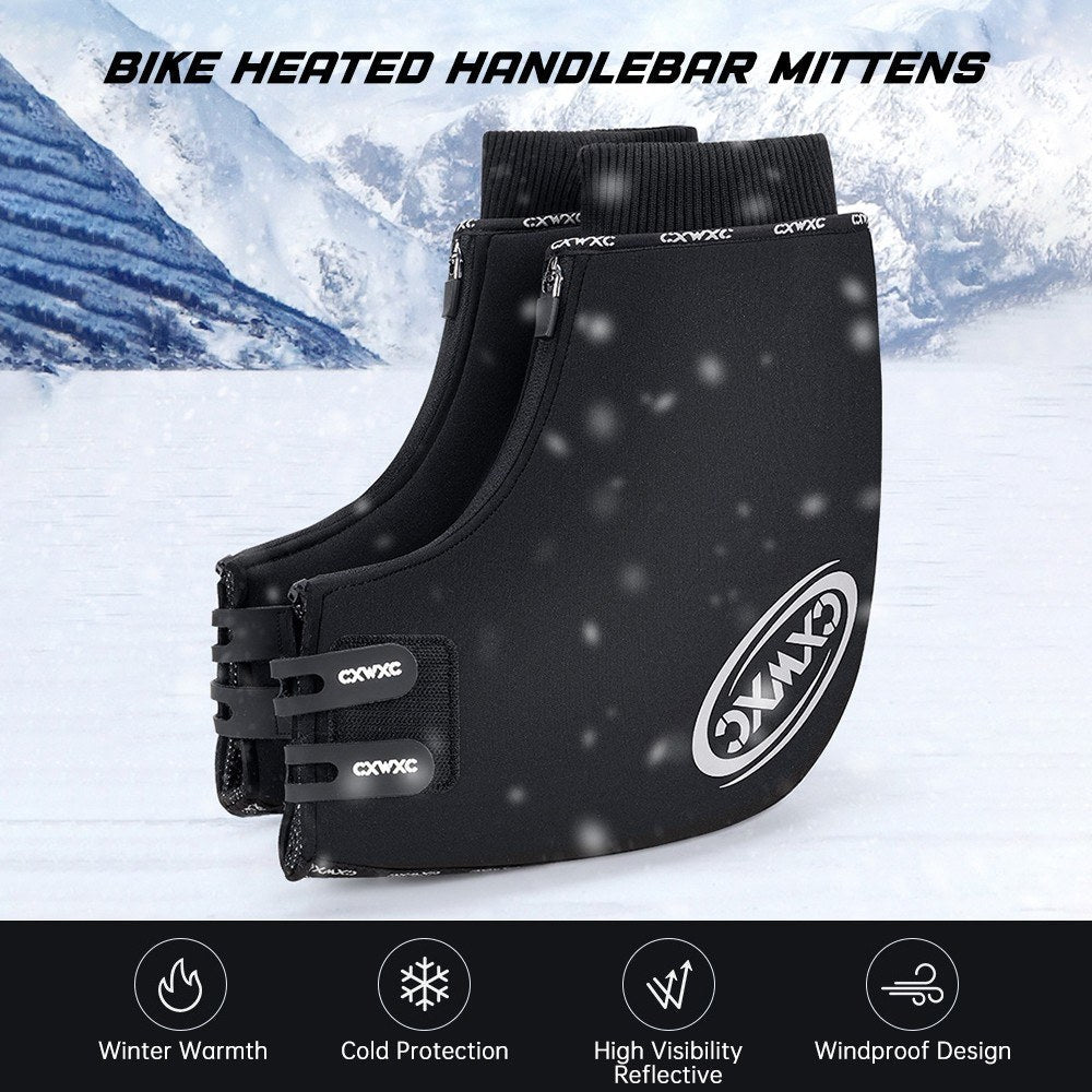 Bike Heated Handlebar Mittens Temperature Adjustable Windproof Cycling Gloves for Mountain Bicycle Image 2