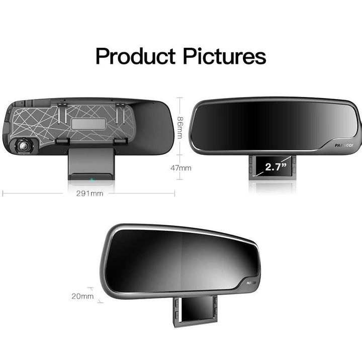 Car DVR 1080P 2.7 Screen 135 Degree Angle rearview mirror Video Recorder Image 10