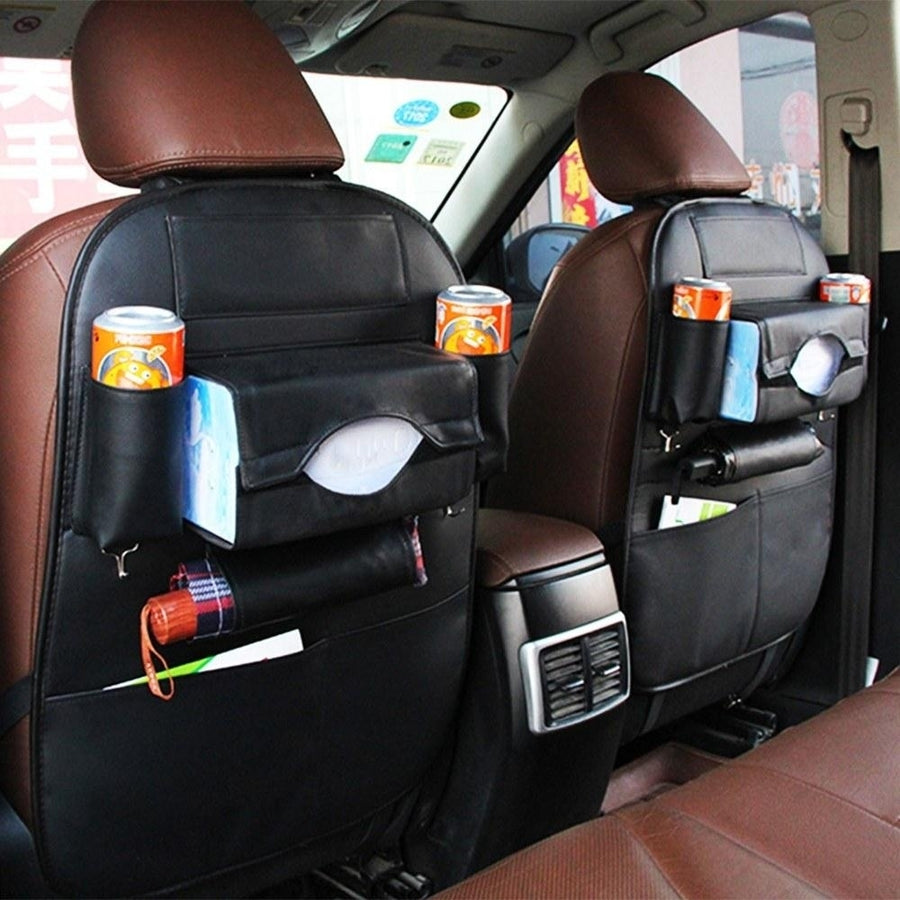 Car Seat Back Storage Bag Organizer Travel Box Pocket PU Leather Auto Accessoires Image 1