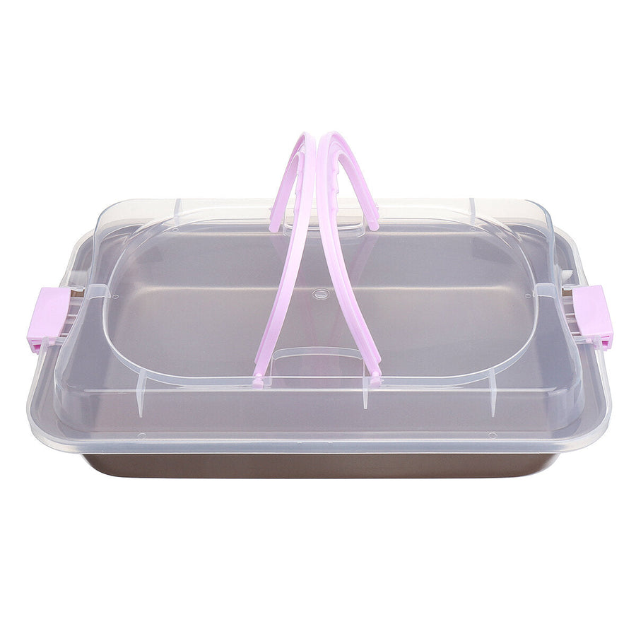 Cake Pan Carbon Steel Cook and Carry Pan Kitchen Baking Tray Bakeware With Lid Image 1