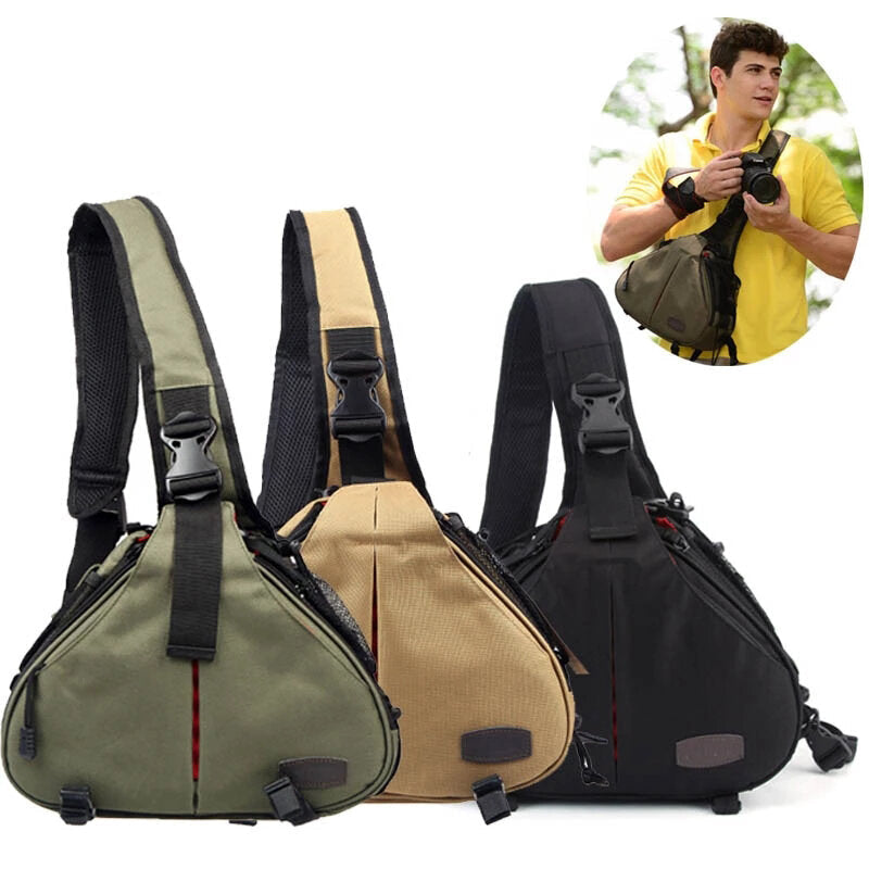 Camera Messenger Bag Photography Case Nylon Triangle Shoulder with Rain Cover for Canon Tripod for Nikon Image 2