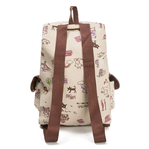canvas casual cartoon cat pattern school bag backpack shoulder student bags Image 4