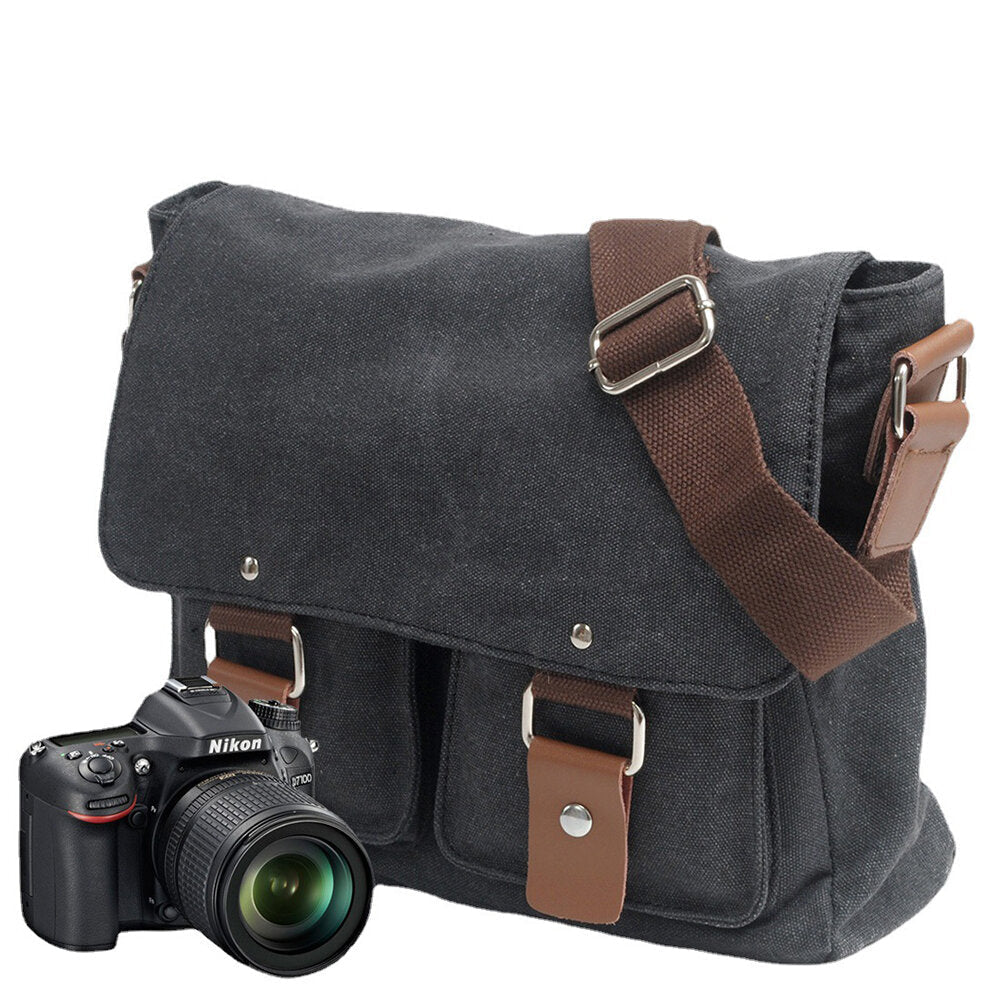 Canvas Camera Bag Shoulder Bags Messenger Bag with Inner Tank for Canon for Sony for Nikon Micro SLR Camera Image 4