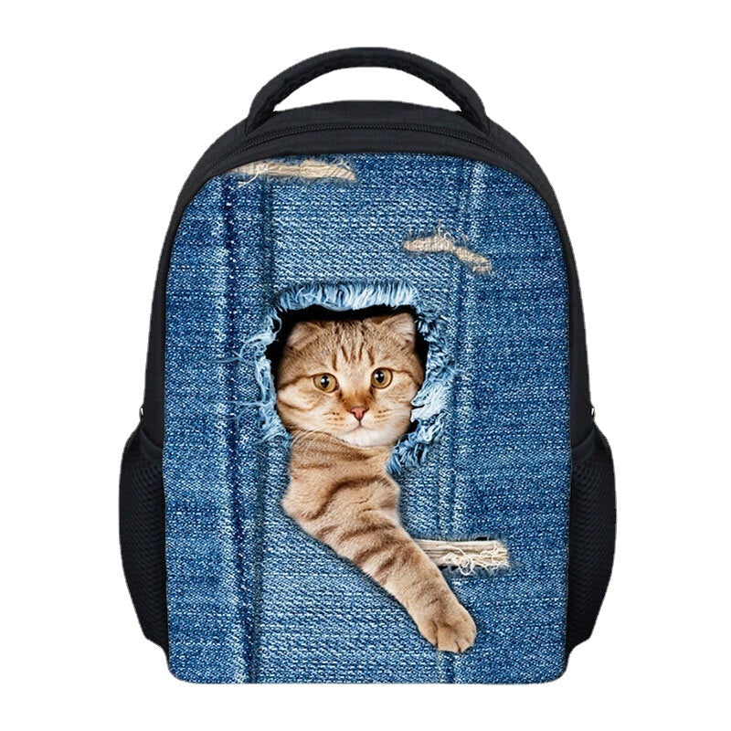 child unisex 3d animal creative cartoon cute cat print outdoor backpack schoolbag Image 4