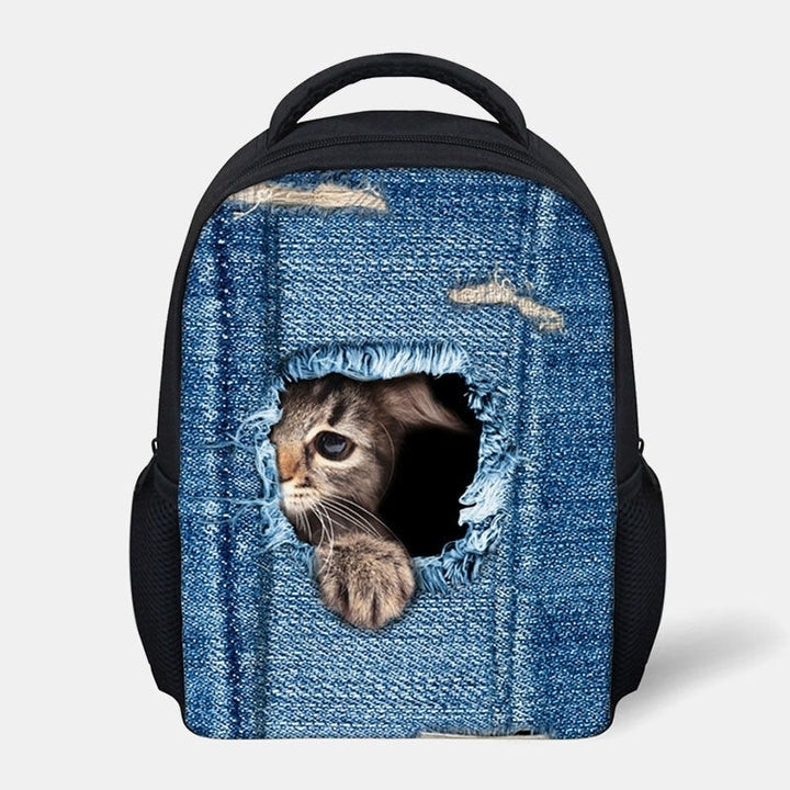 child unisex 3d animal creative cartoon cute cat print outdoor backpack schoolbag Image 8