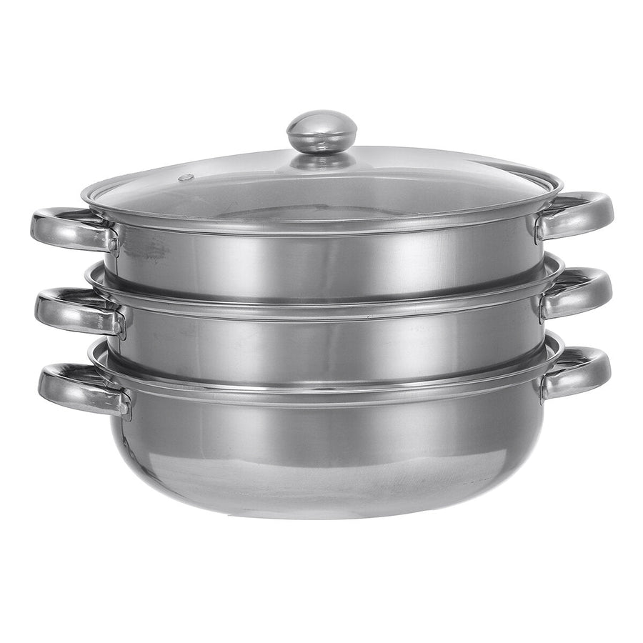 Cooking Pot Stainless Steel Cookware Steaming Boiling Soup Pan Kitchen Set 28CM Image 1