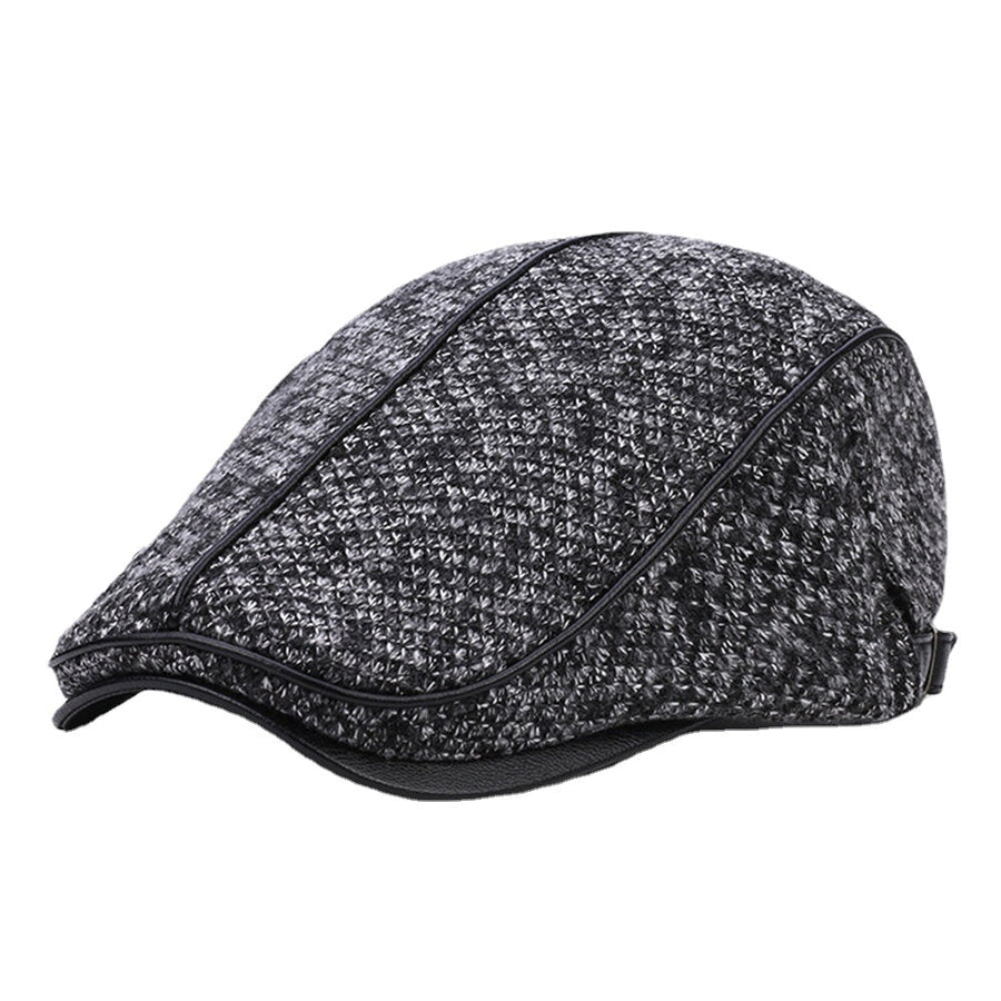 Collrown Men Knit Casual Outdoor Padded Warm Visor Forward Hat Beret Hat Image 1
