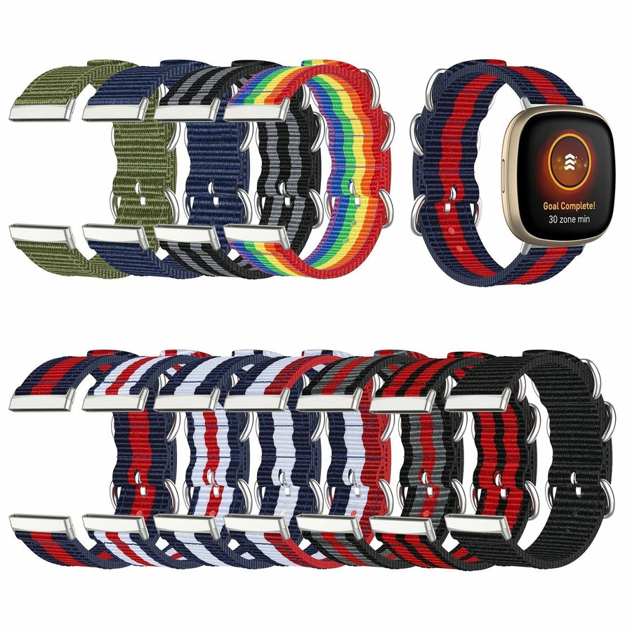 Colorful Sweatproof Canvas Watch Band Strap Replacement for Fitbit Versa3 / Sense Image 1