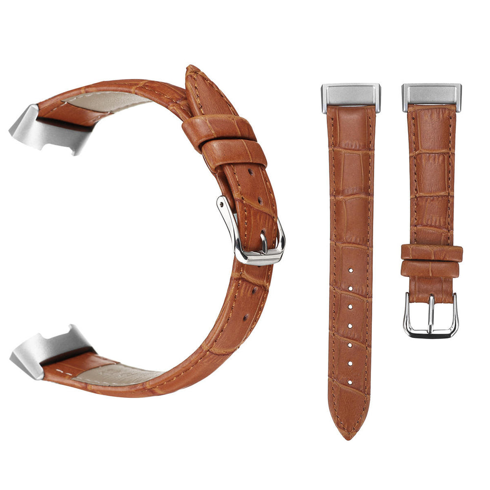 Classic Genuine Leather Wristband Strap Watch Band for Fitbit Charge 3 Smart Watch Image 2