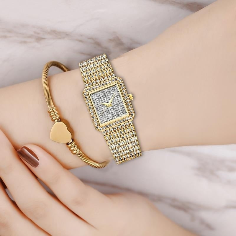 Diamond Watch For Women Luxury Brand Ladies Analog Quartz Unique Movt Image 2
