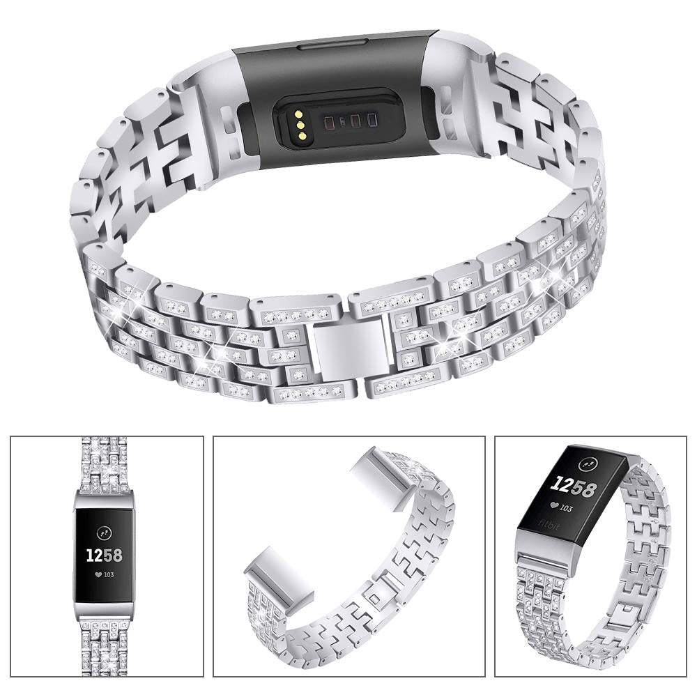 Diamonds Elegant Design Watch Band Full Steel Watch Strap for Fitbit Charge 3 Image 10