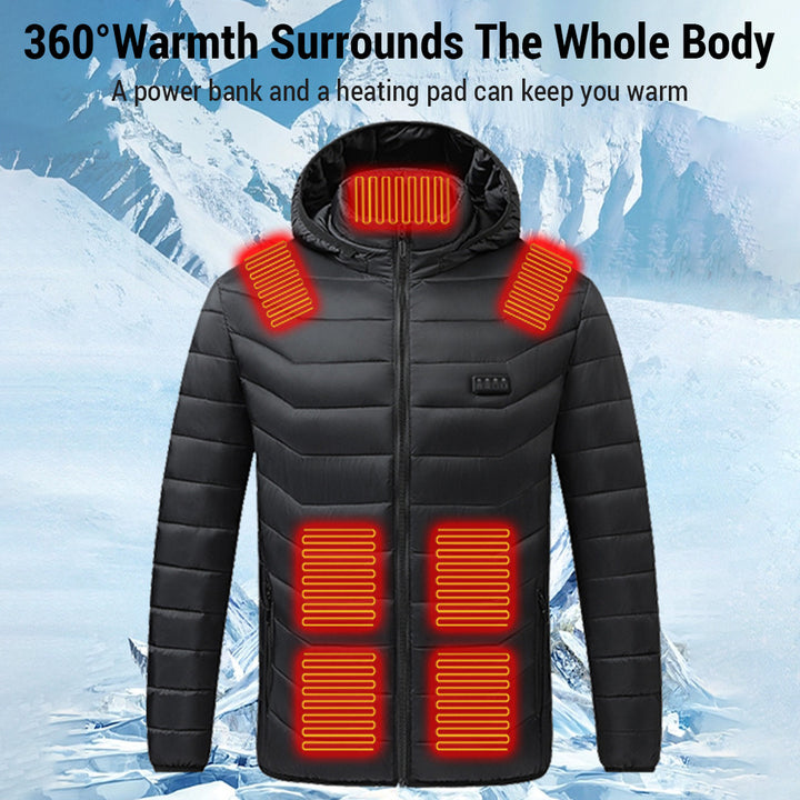 Electric Heated Cotton Jacket Four Control 21 Zone Battery Powered Winter Coat Image 4
