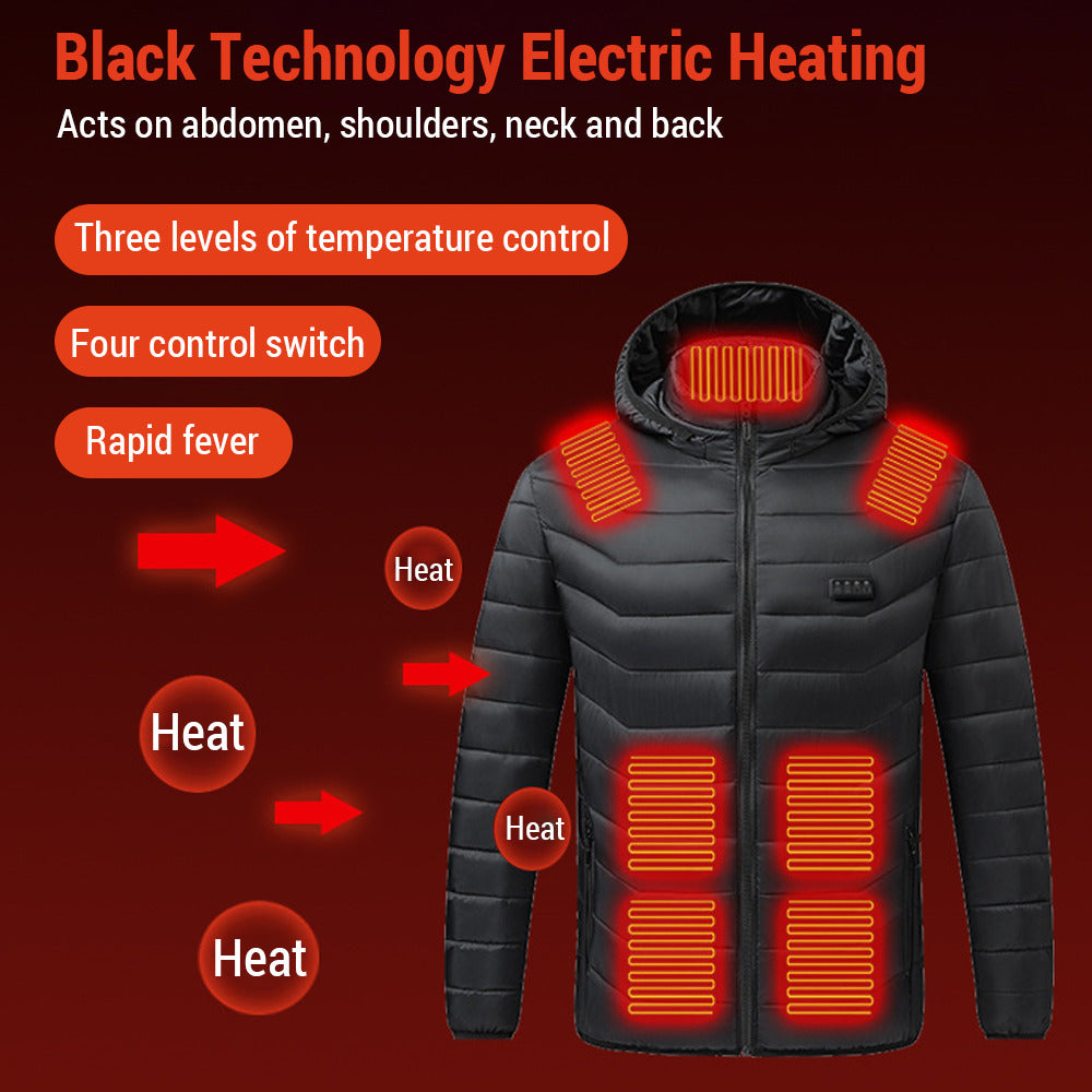 Electric Heated Cotton Jacket Four Control 21 Zone Battery Powered Winter Coat Image 6