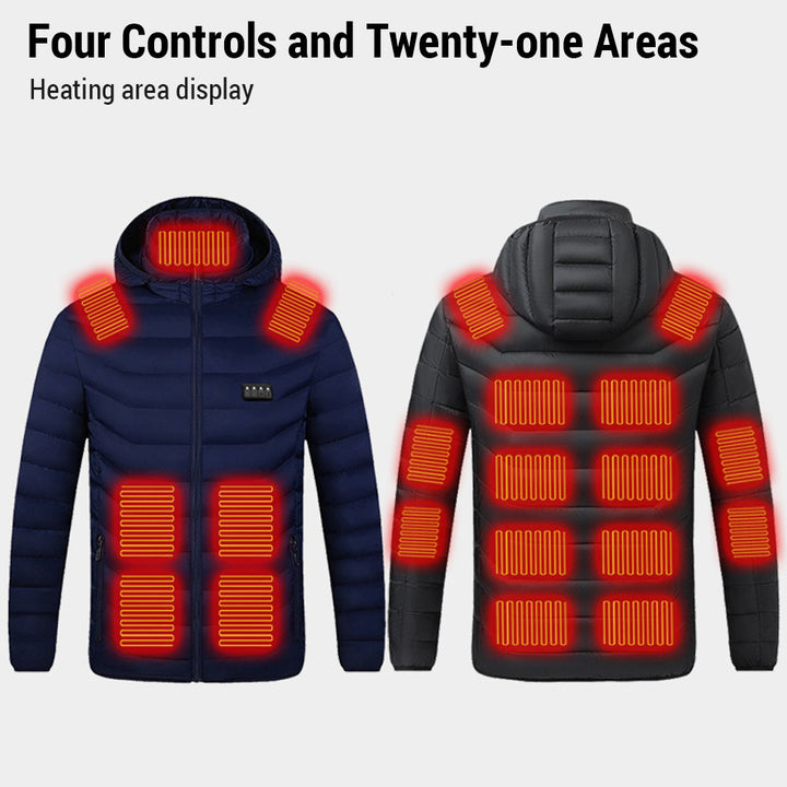 Electric Heated Cotton Jacket Four Control 21 Zone Battery Powered Winter Coat Image 9