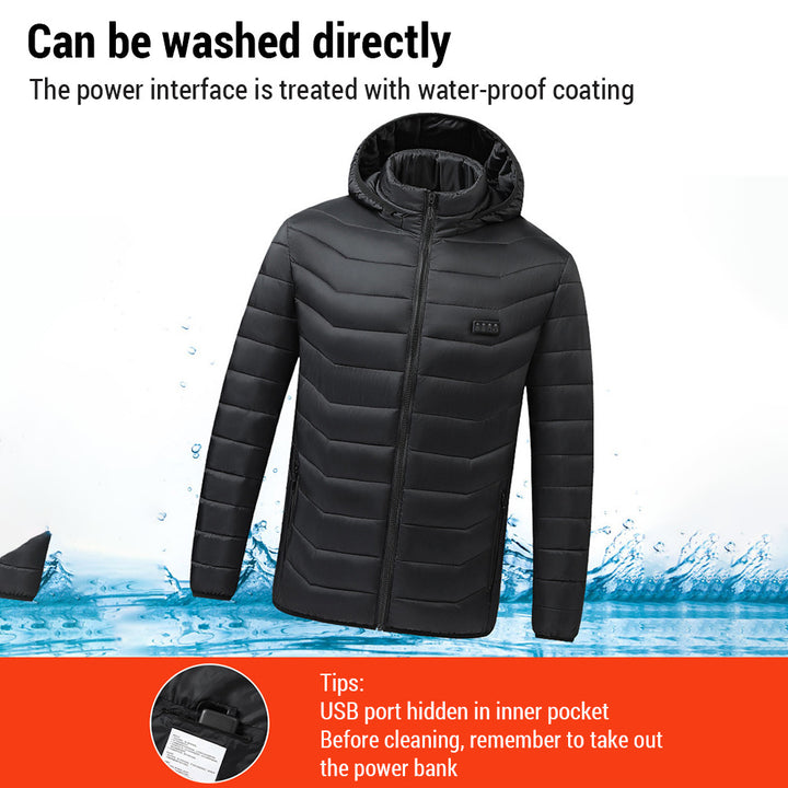 Electric Heated Cotton Jacket Four Control 21 Zone Battery Powered Winter Coat Image 10