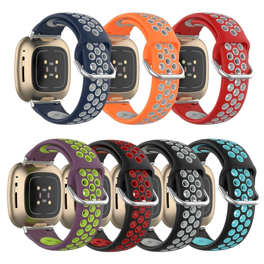 Dual Color Silicone Watch Band for Fitbit Versa 3 Sense Smart Watch Image 1