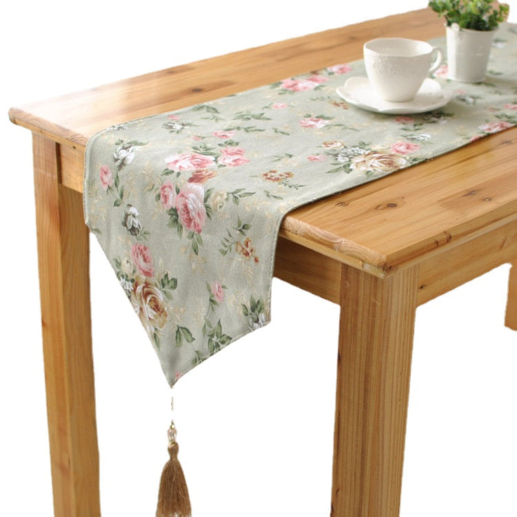 Elegant Rose Cotton Linen Table Runner Desk Cover Heat Insulation Bowl Pad Tableware Mat Image 1