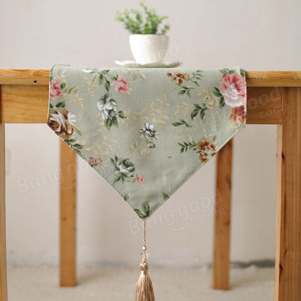 Elegant Rose Cotton Linen Table Runner Desk Cover Heat Insulation Bowl Pad Tableware Mat Image 2