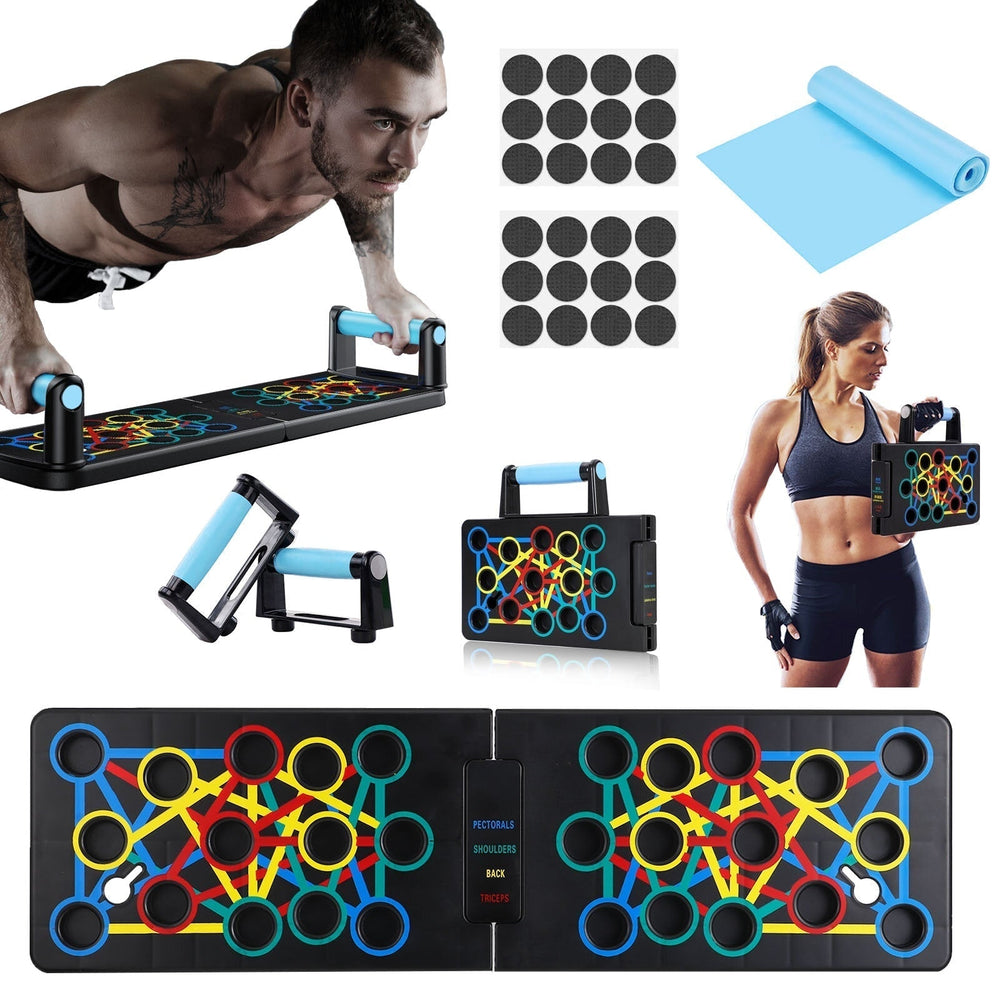 Folding 24-in-1 Push Ups Stands Portable Multi-functional Fitness Equipment for Chest Shoulder Abdomen Back Image 2