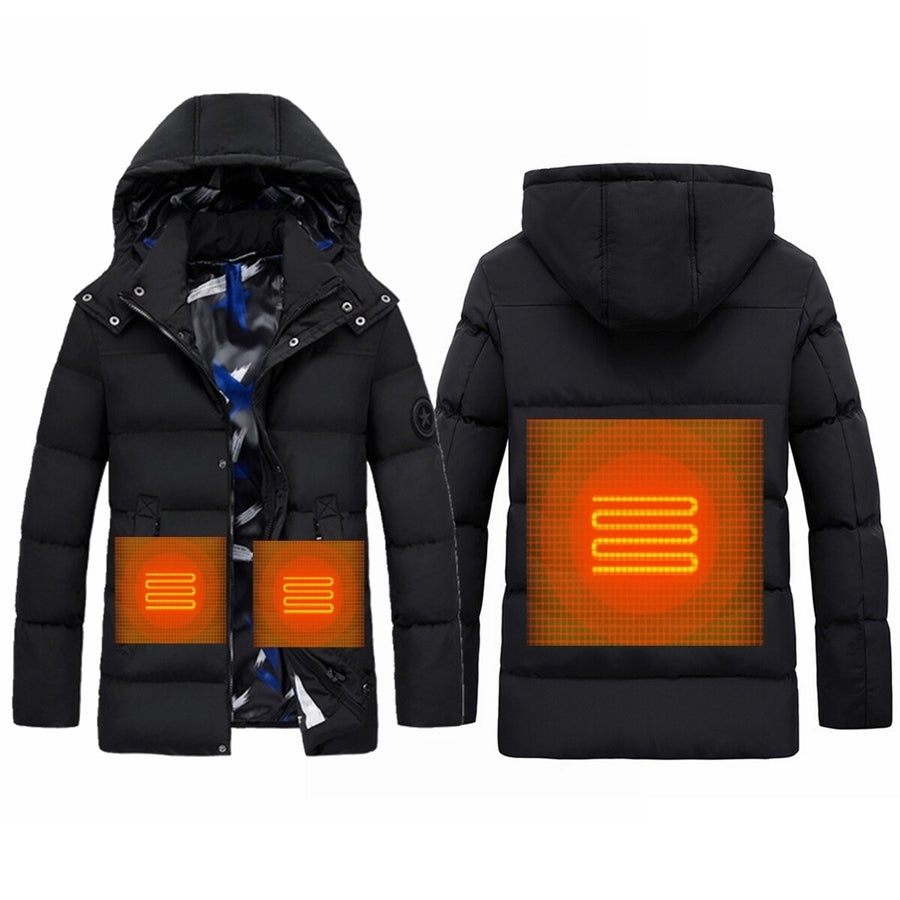 Electric Unisex Heating Hooded Coats Winter Warm Heated Jacket Detachable Cap M-5XL Image 1