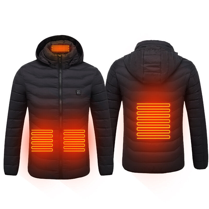 Electric USB Intelligent Heated Warm Back Abdomen Neck Cervical Spine Hooded Winter Jacket Motorcycle Skiing Riding Image 1