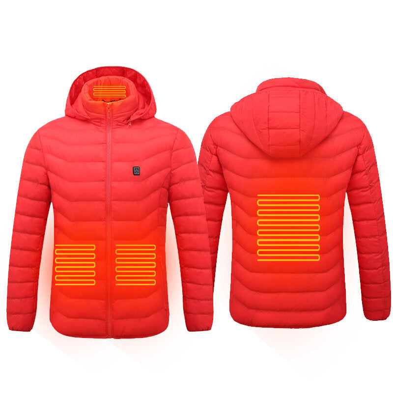 Electric USB Intelligent Heated Warm Back Abdomen Neck Cervical Spine Hooded Winter Jacket Motorcycle Skiing Riding Image 2