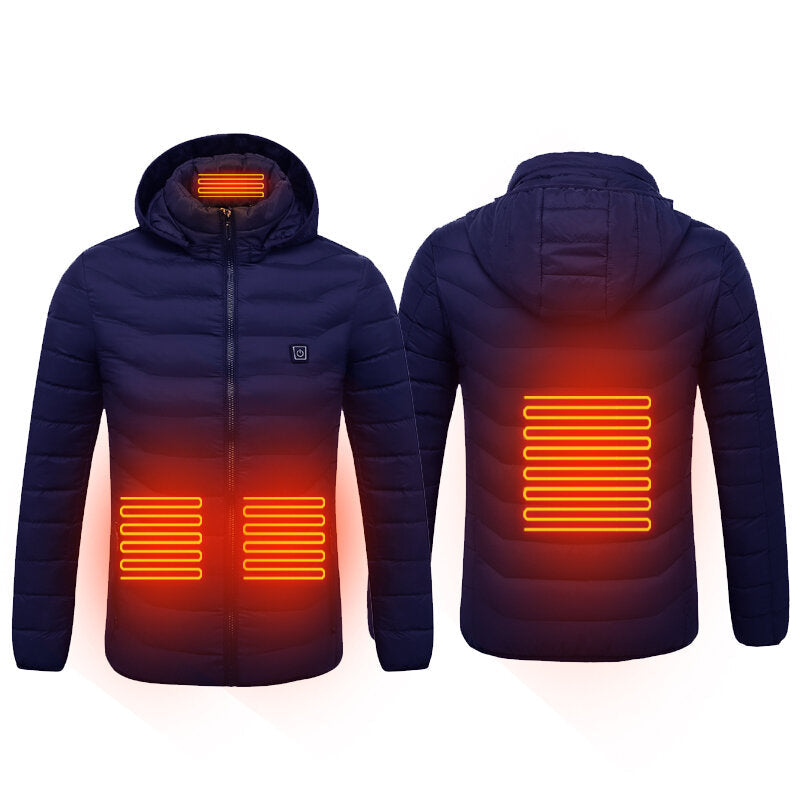 Electric USB Intelligent Heated Warm Back Abdomen Neck Cervical Spine Hooded Winter Jacket Motorcycle Skiing Riding Image 3