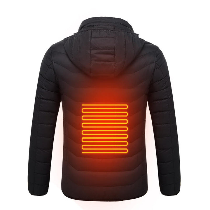 Electric USB Intelligent Heated Warm Back Abdomen Neck Cervical Spine Hooded Winter Jacket Motorcycle Skiing Riding Image 4