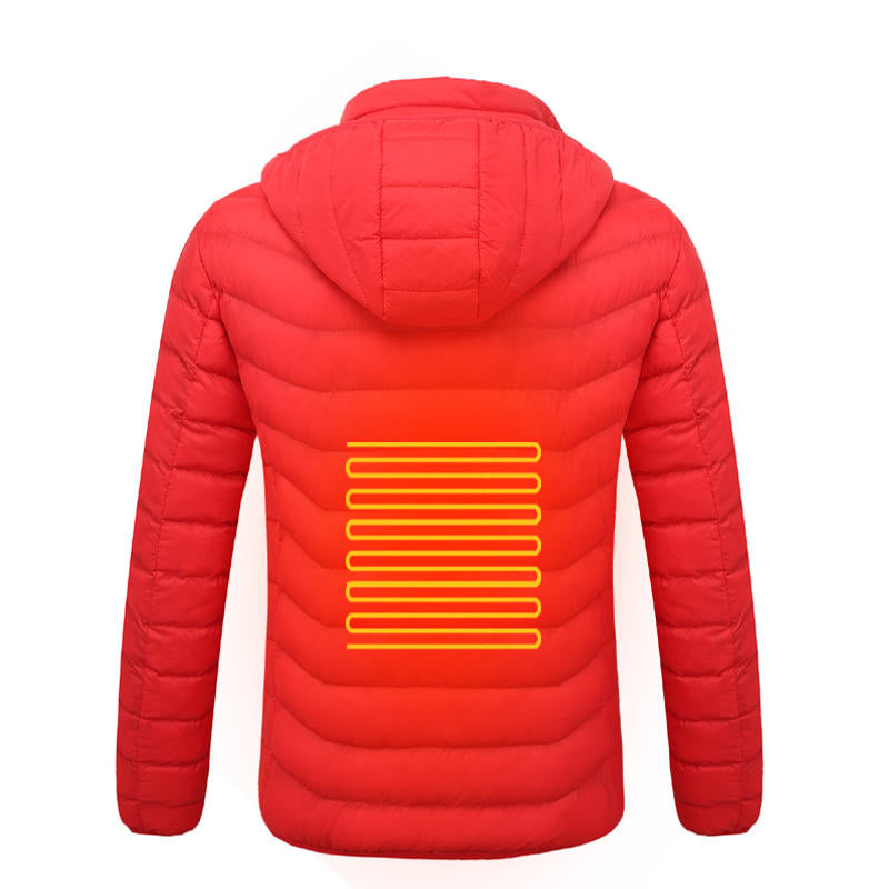 Electric USB Intelligent Heated Warm Back Abdomen Neck Cervical Spine Hooded Winter Jacket Motorcycle Skiing Riding Image 6