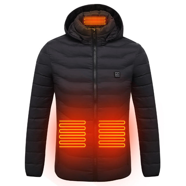 Electric USB Intelligent Heated Warm Back Abdomen Neck Cervical Spine Hooded Winter Jacket Motorcycle Skiing Riding Image 9