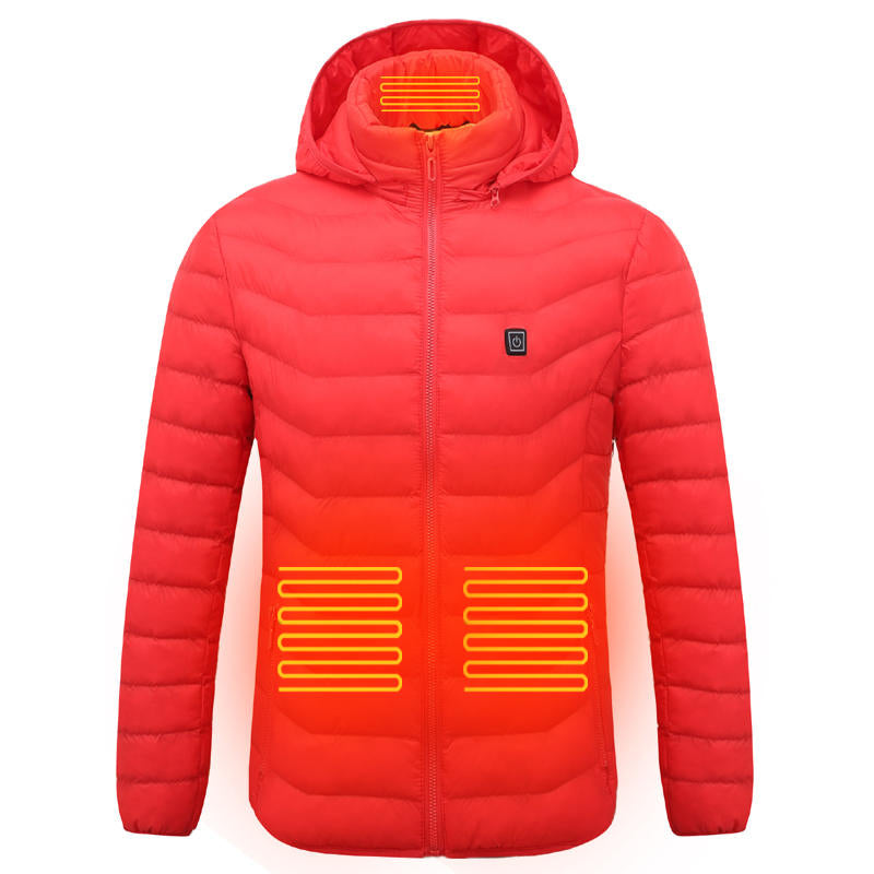 Electric USB Intelligent Heated Warm Back Abdomen Neck Cervical Spine Hooded Winter Jacket Motorcycle Skiing Riding Image 10