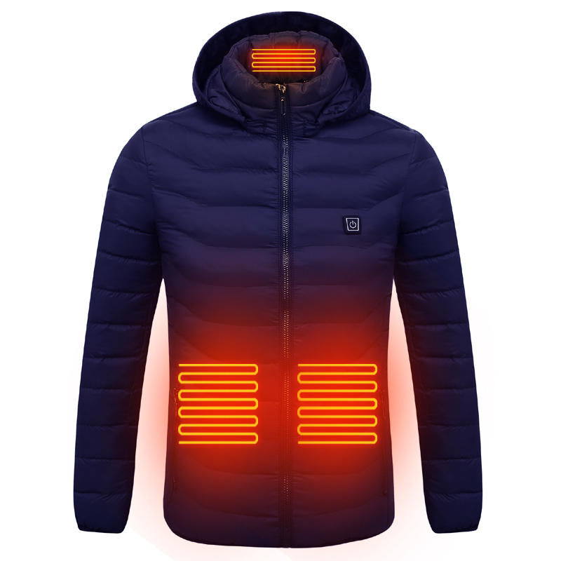 Electric USB Intelligent Heated Warm Back Abdomen Neck Cervical Spine Hooded Winter Jacket Motorcycle Skiing Riding Image 11