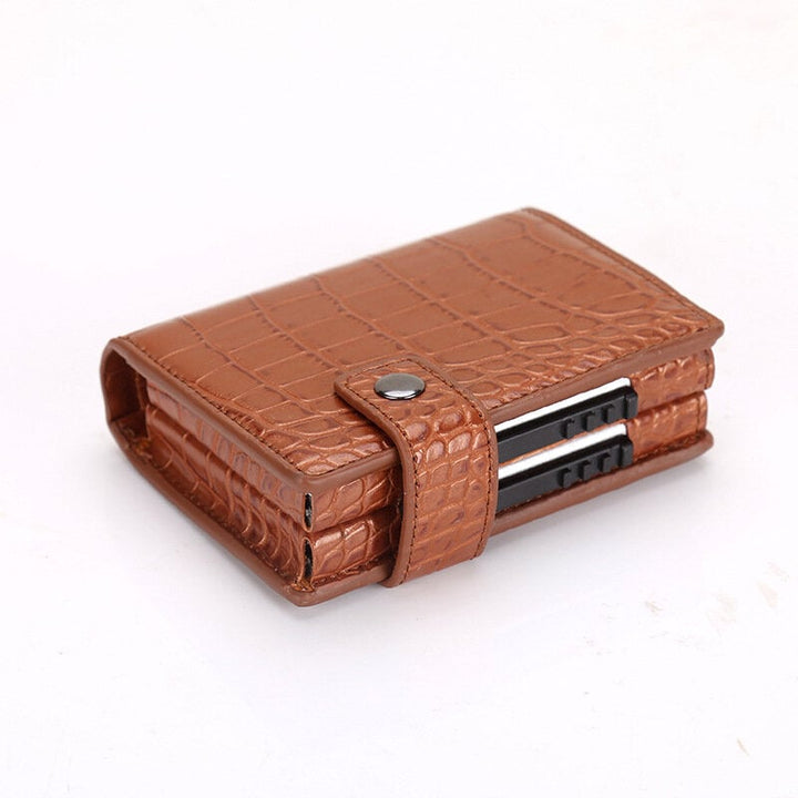 Fashion Leather Card Holder Wallet Men Upgrade Double Box Money Bag Image 1