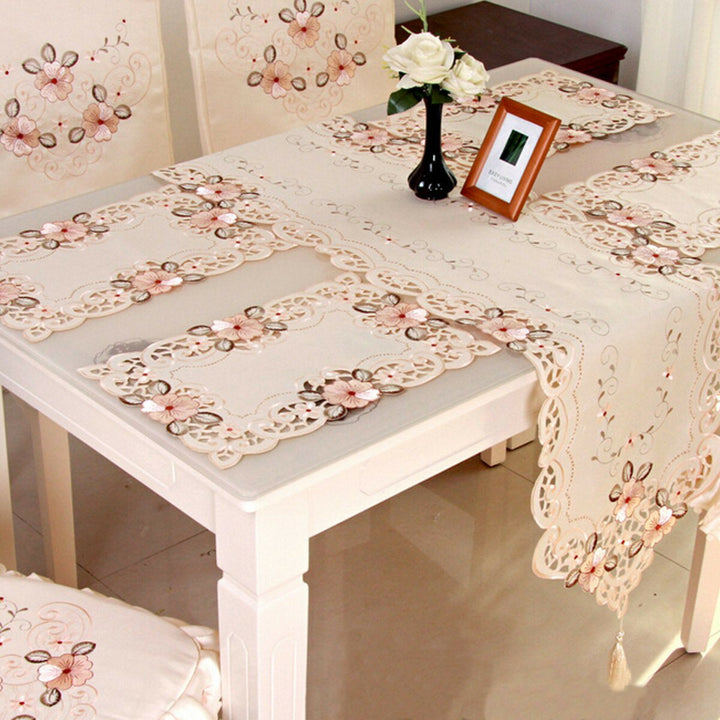 Four Sizes Classical Embroidery Flower Table Runnr Desk Mat Wedding Party Image 9