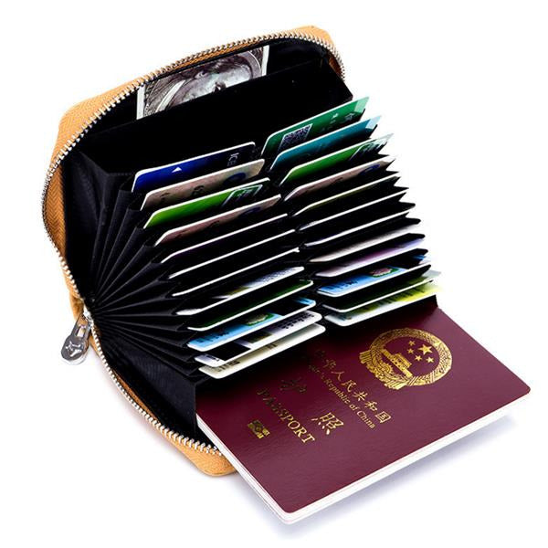 Genuine Leather RFID 24 Card Slot Large Capacity Card Holder Passport Case Image 2