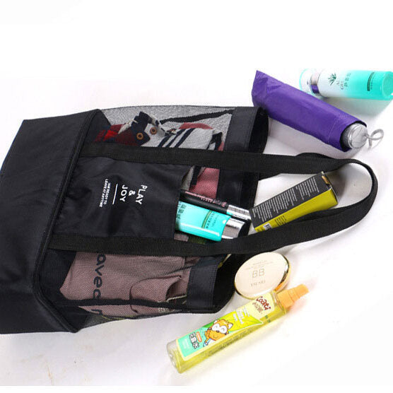 Handheld Lunch Bag Insulated Cooler Picnic Bag Mesh Beach Tote Bag Food Drink Storage Image 2