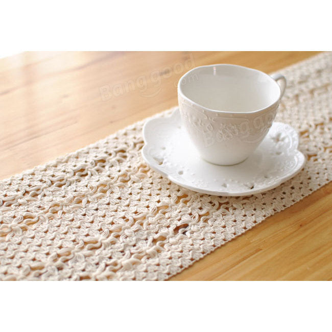 Lace Hollow Cotton Tableware Mat Table Runner Tablecloth Desk Cover Heat Insulation Bowl Pad Image 2