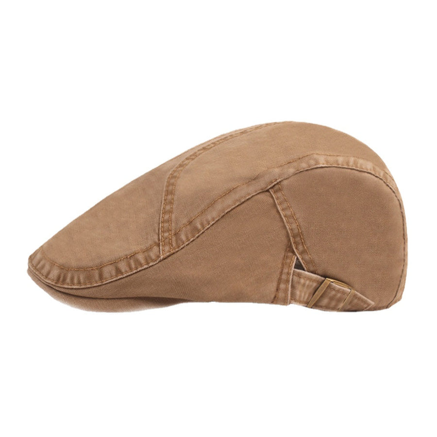 Men Cotton Beret Cap Solid Color Casual Sunshade Forward Hat Flat Cap Image 1