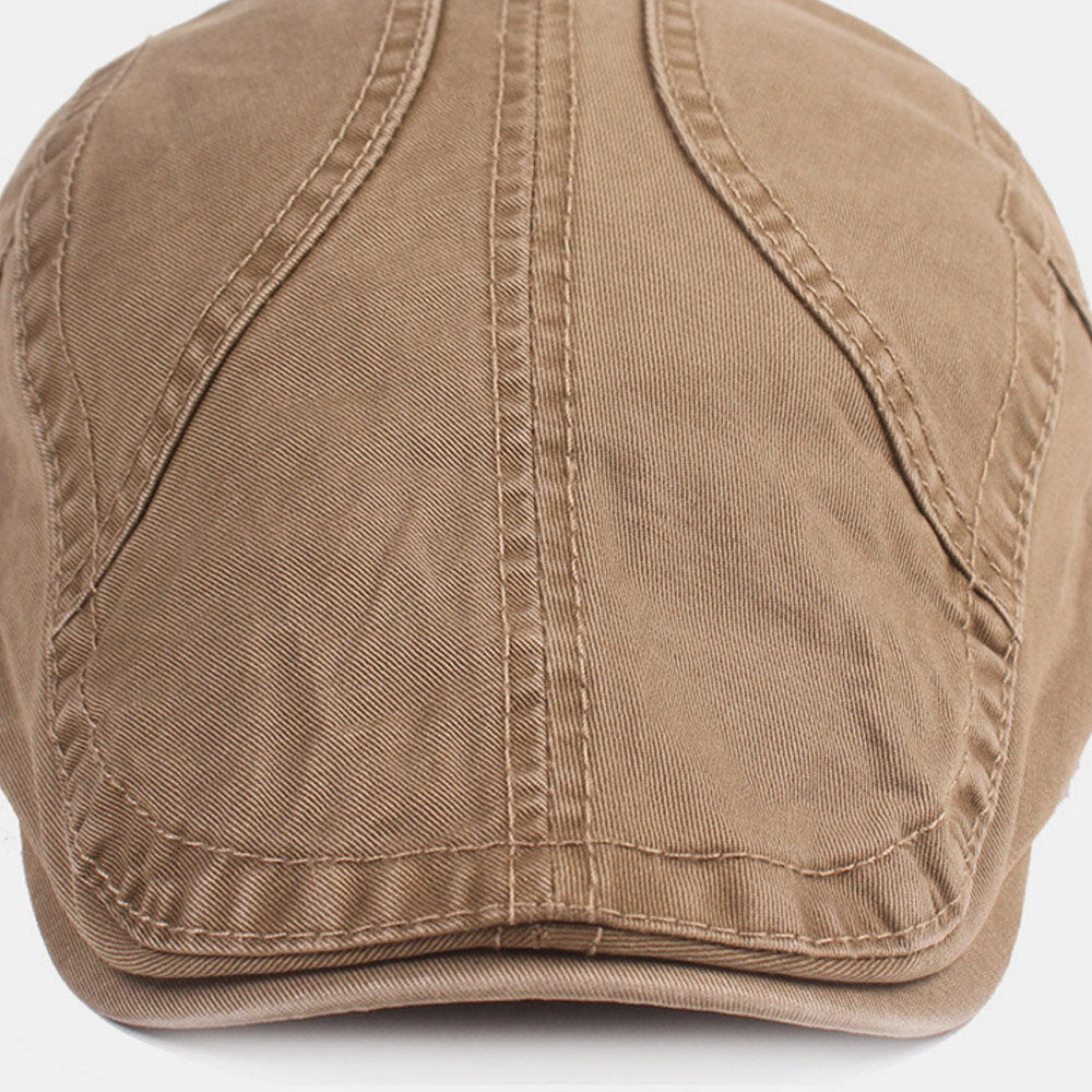 Men Cotton Beret Cap Solid Color Casual Sunshade Forward Hat Flat Cap Image 2