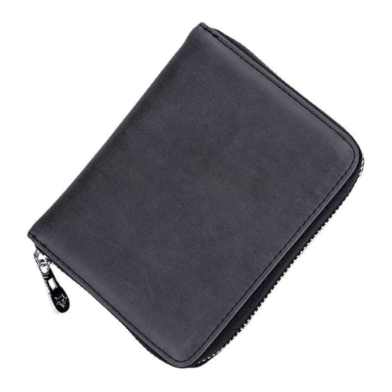 Men Women Anti-theft RFID Blocking Genuine Leather Zipper Card Holder Wallet Coin Bag Image 1