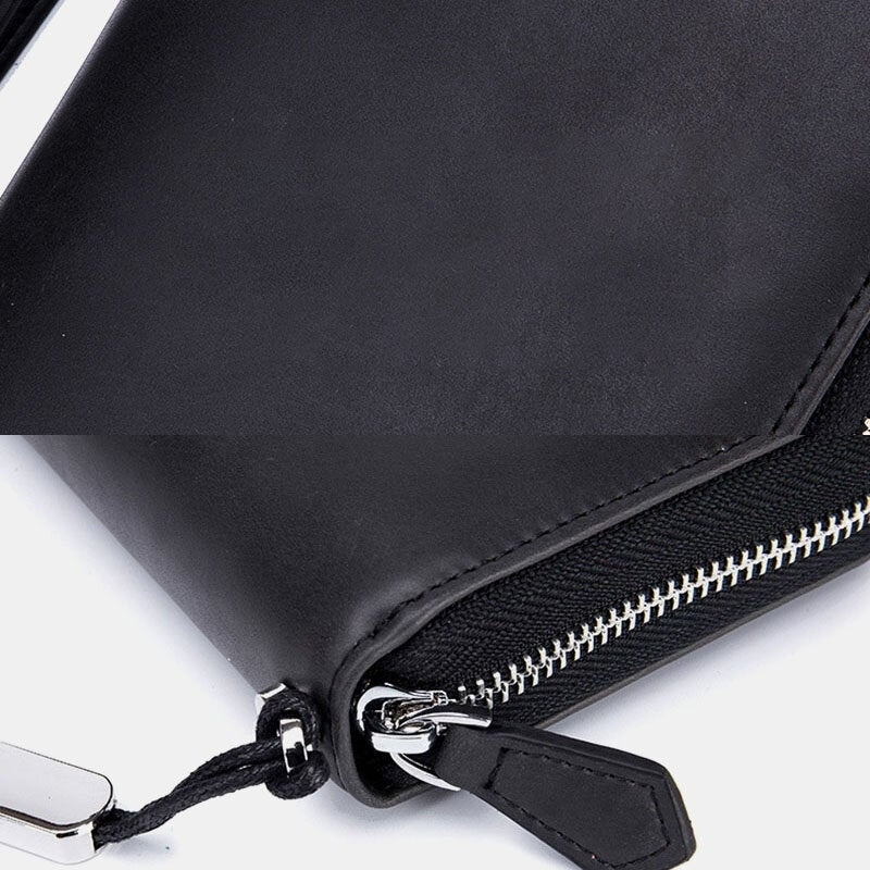 Men Women RFID Blocking Genuine Leather Multi-Card Large-Capacity Card Holder  Clutch Zipper Phone Bag Image 2