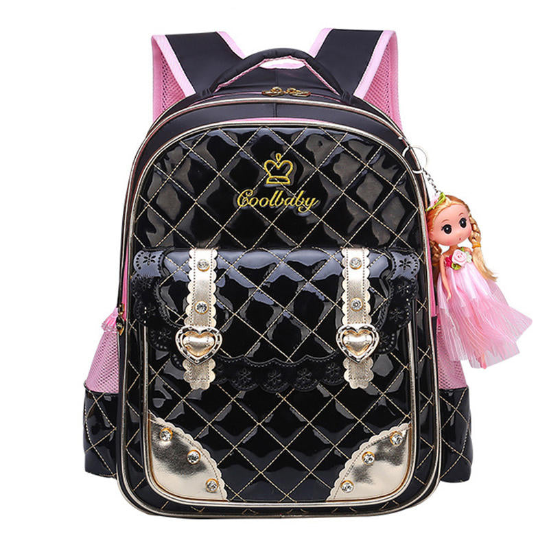 Nylon School Bag Waterproof Backpack Children Shoulder Bag Handbag With Doll Pendant Image 1