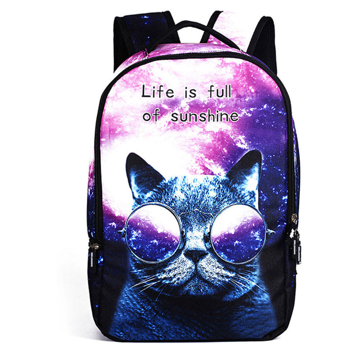 Polyester Cartoon Laptop Backpack Cute Animal Dog Cat Print Schoolbag Rucksack Image 9