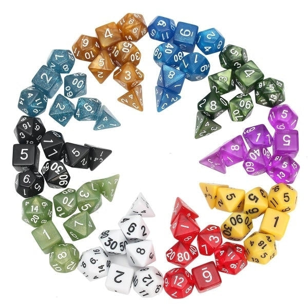 Pcs Polyhedral Dice Board RPG Set 10 Colors 4D 6D 8D 10D 12D 20D With Bags Image 1
