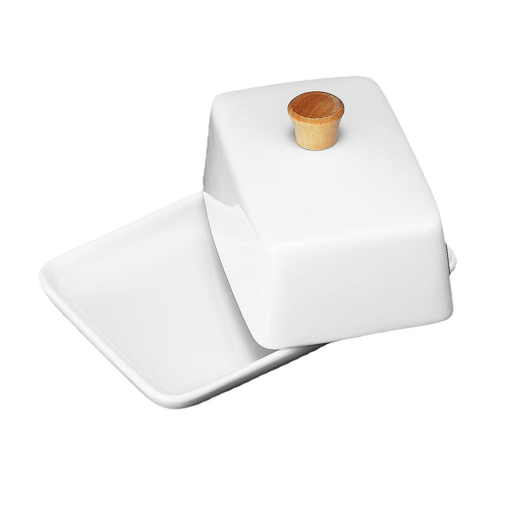 Porcelain Butter Dish With Lid Holder Serving Storage Tray Plate Storage Container Pizza Plate Image 4