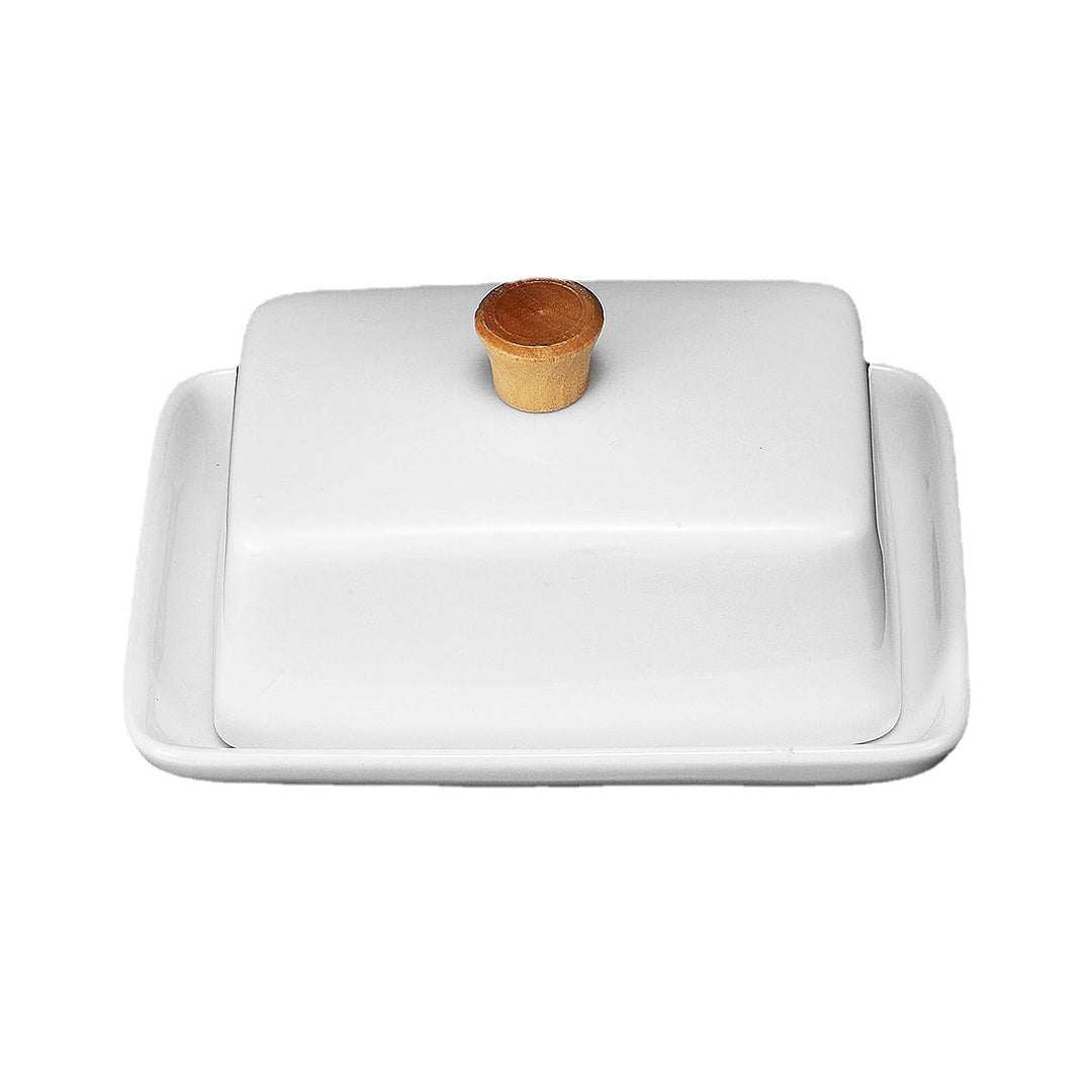 Porcelain Butter Dish With Lid Holder Serving Storage Tray Plate Storage Container Pizza Plate Image 6