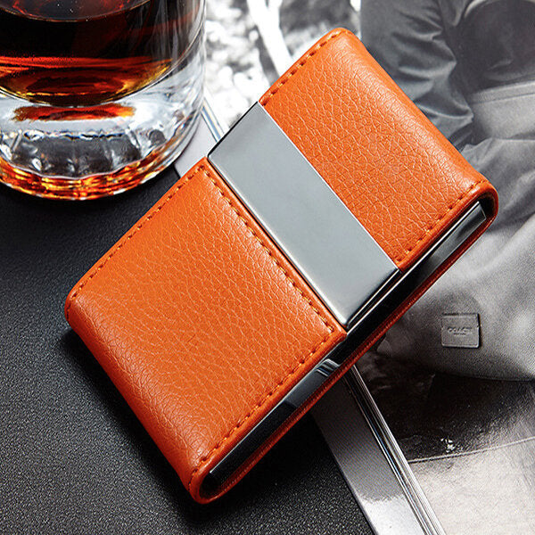 PU Leather Card Holder Double Open Credit Card Case ID Card Storage Box Business Travel Image 2
