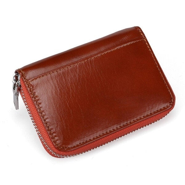 RFID Men And Women Genuine Leather 12 Card Slot Wallet Short Coin Purse Image 1