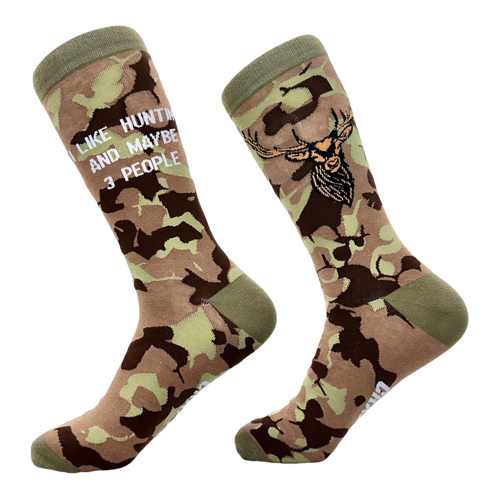 Mens I Like Hunting And Maybe 3 People Socks Funny Introverted Hunter Lovers Footwear Image 2